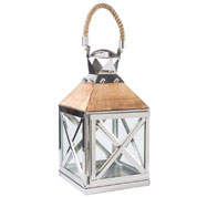 Lantern in wood and metal - Leather Handle